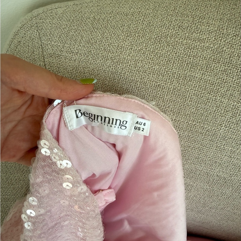 Beginning Boutique NWT Light Pink Sequin Maxi Dress - Renesmee XS - Picture 3 of 8
